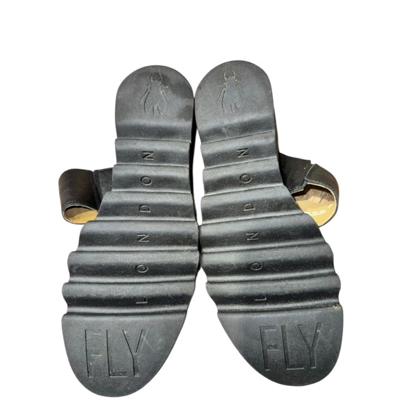 Fly London Black Leather Slide Sandals • Comfortable Wedge Sole Size 40 US 9-9.5 - Picture 8 of 13